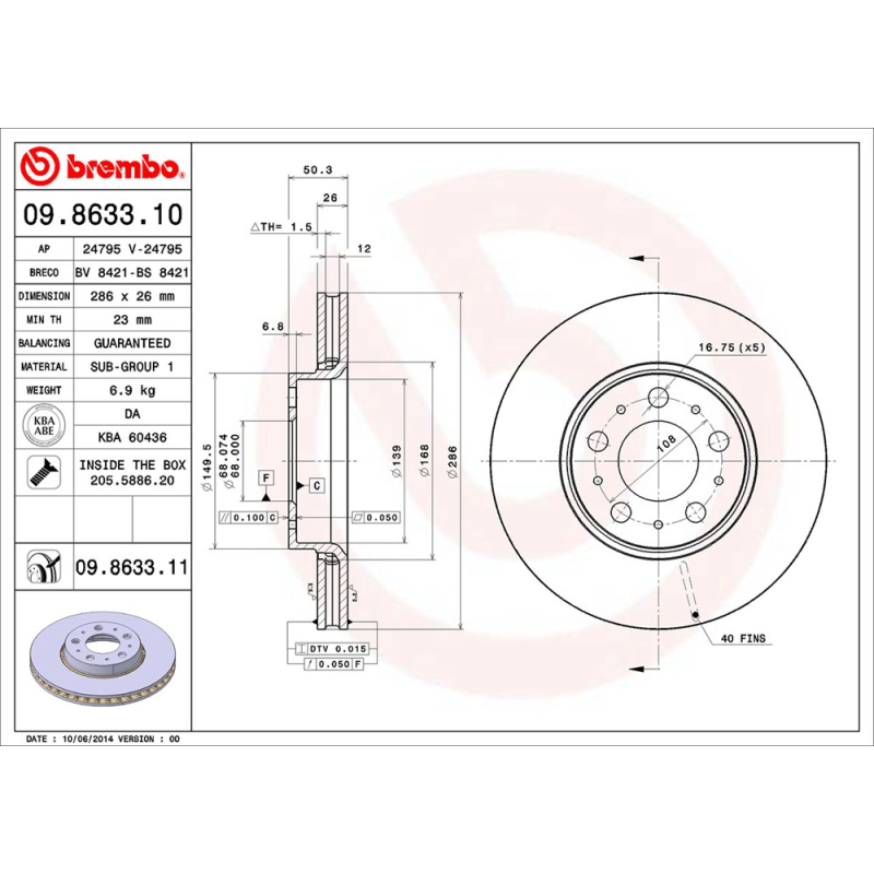 Disco freno asse anteriore - BREMBO