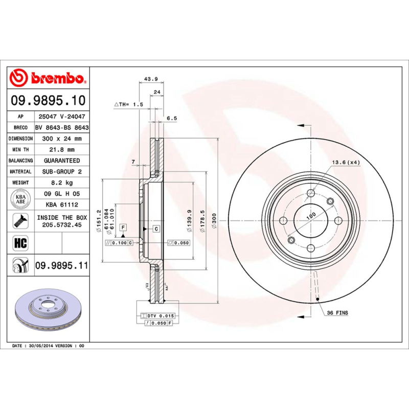 Disco freno asse anteriore - BREMBO