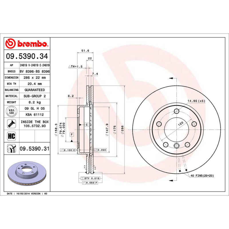 Disco freno asse anteriore - BREMBO