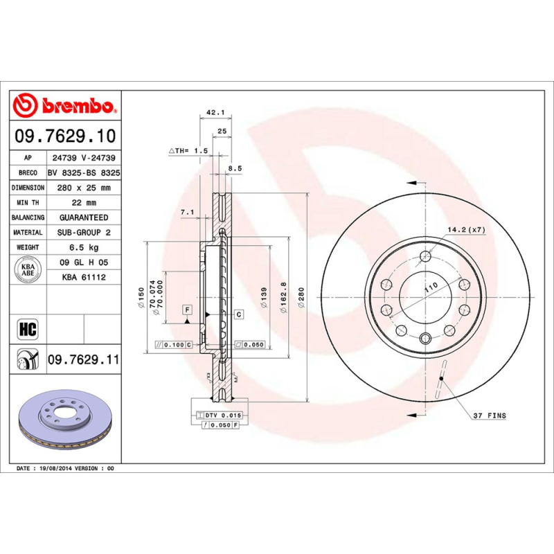 Disco freno asse anteriore - BREMBO