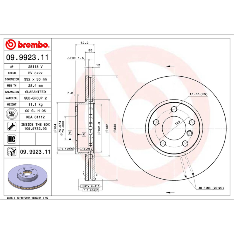 Disco freno asse anteriore - BREMBO