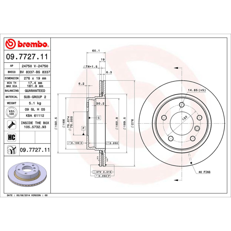 Disco freno asse posteriore - BREMBO