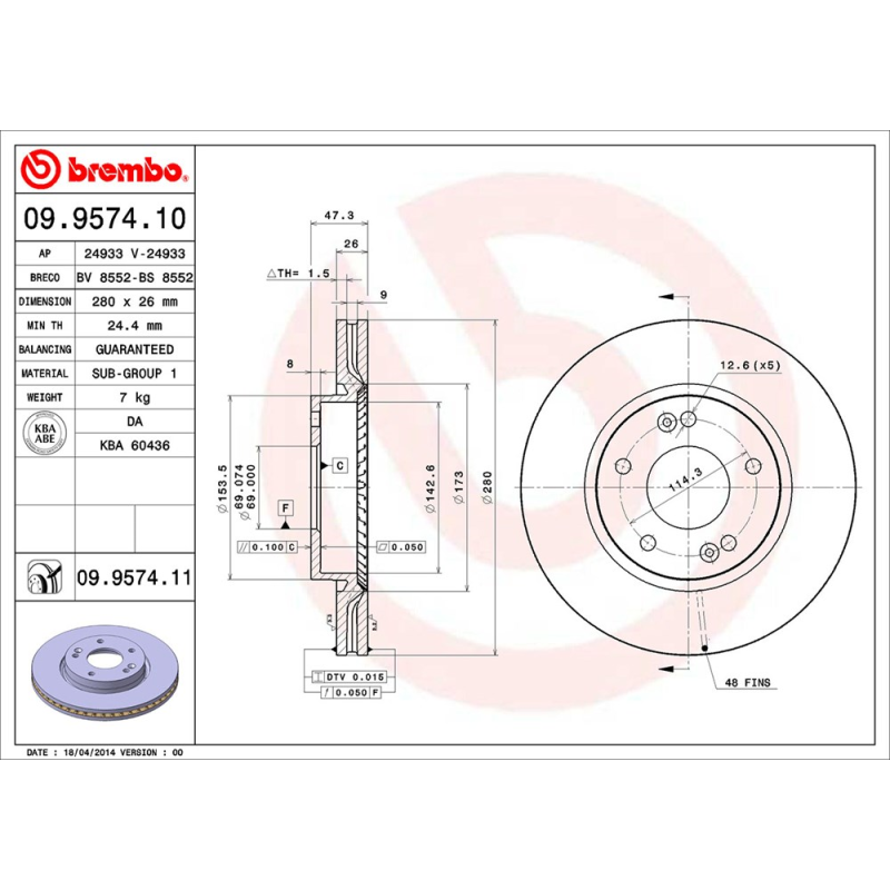 Disco freno asse anteriore - BREMBO