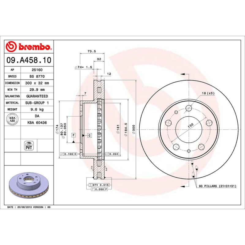 Disco freno asse anteriore - BREMBO