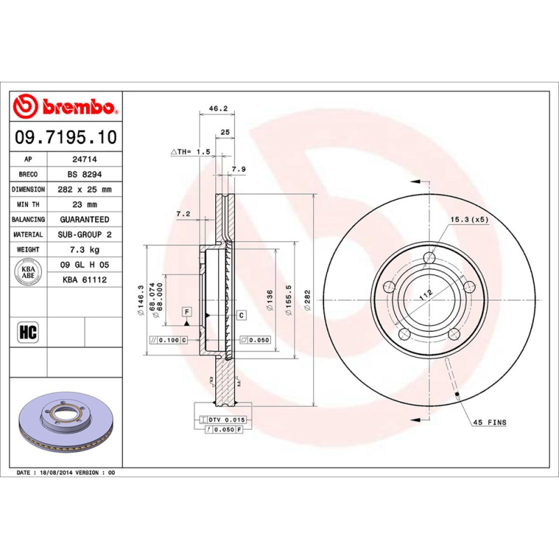 Disco freno asse anteriore - BREMBO