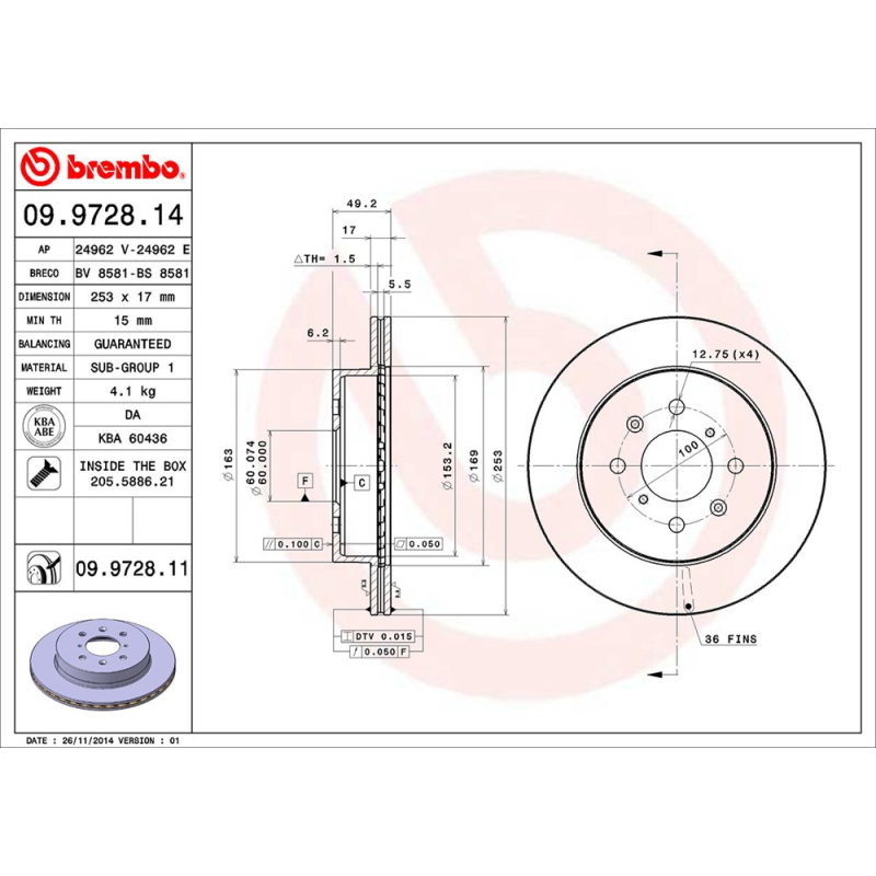 Disco freno asse anteriore - BREMBO