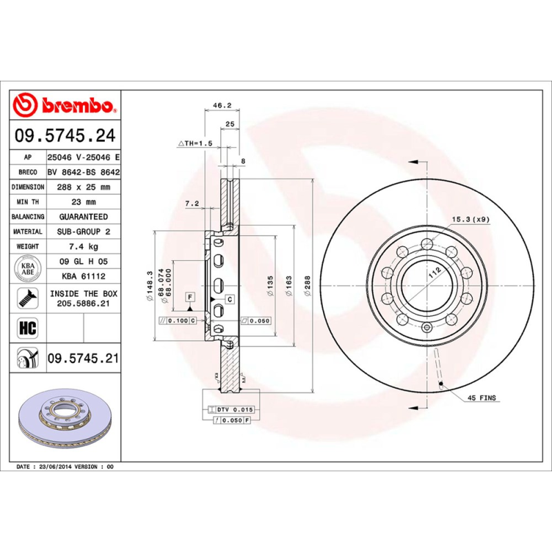Disco freno asse anteriore - BREMBO