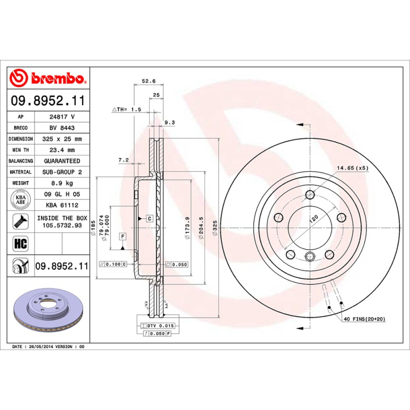 Disco freno asse anteriore - BREMBO