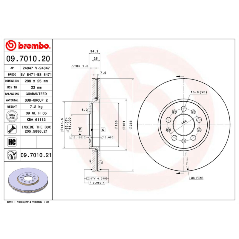 Disco freno asse anteriore - BREMBO