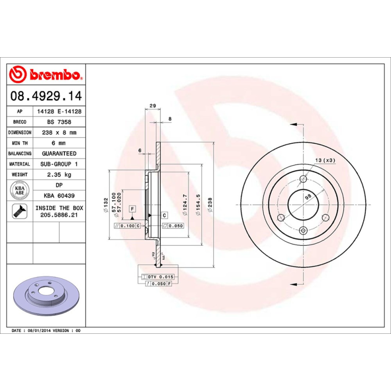 Disco freno asse anteriore - BREMBO