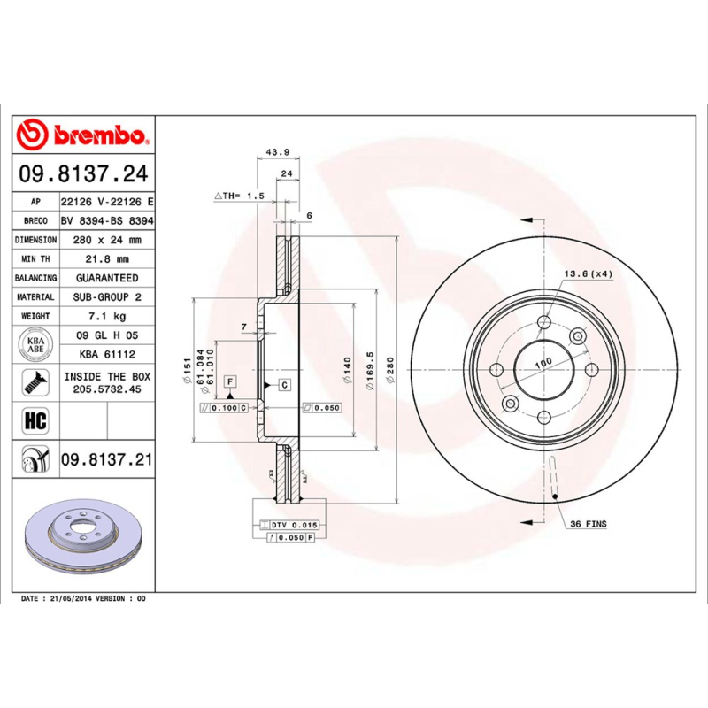 Disco freno asse anteriore - BREMBO