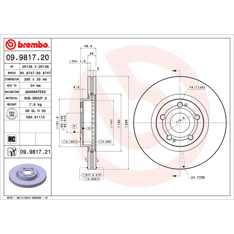 Disco freno asse anteriore - BREMBO