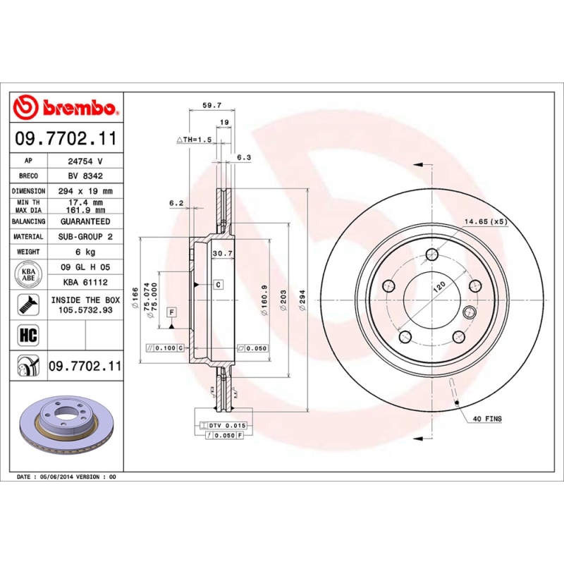 Disco freno asse posteriore - BREMBO