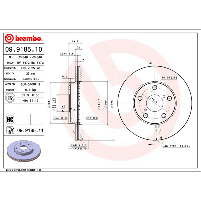Disco freno asse anteriore - BREMBO