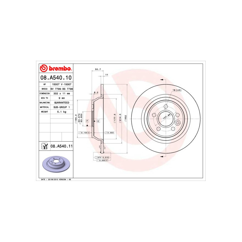 Disco freno asse posteriore - BREMBO