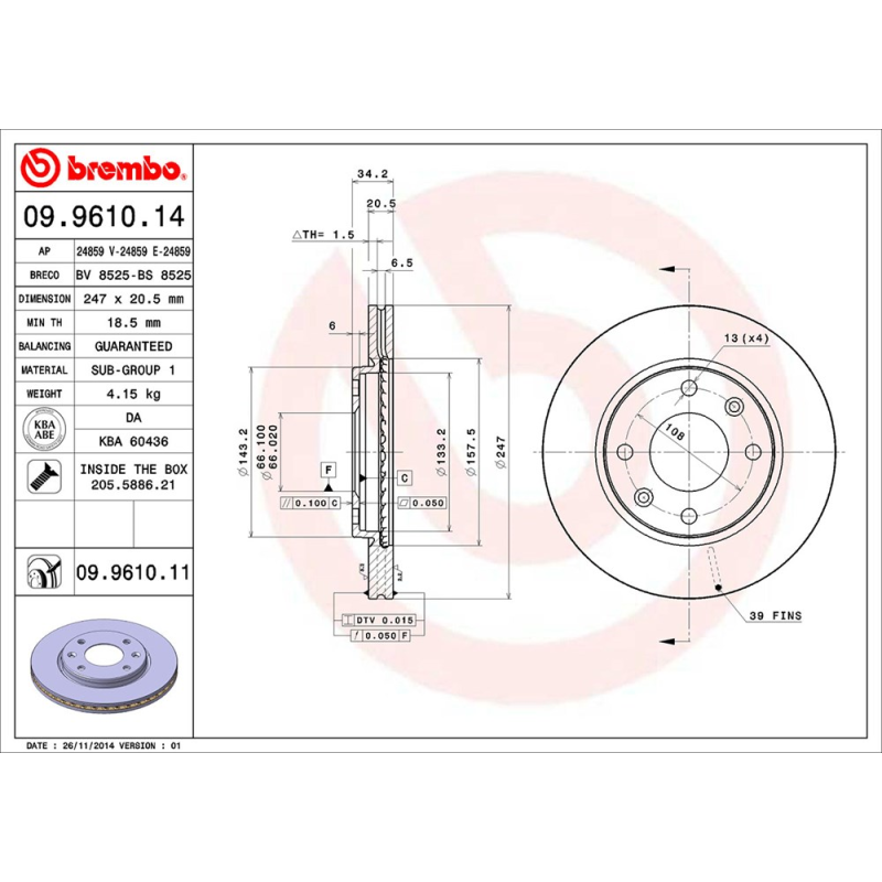 Disco freno asse anteriore - BREMBO