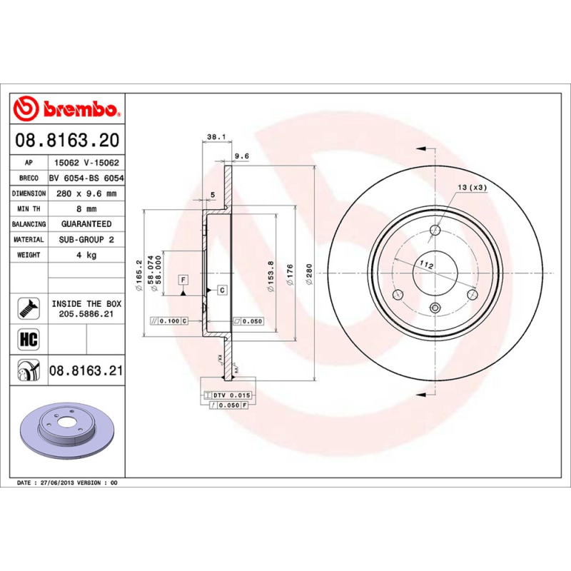 Disco freno asse anteriore - BREMBO