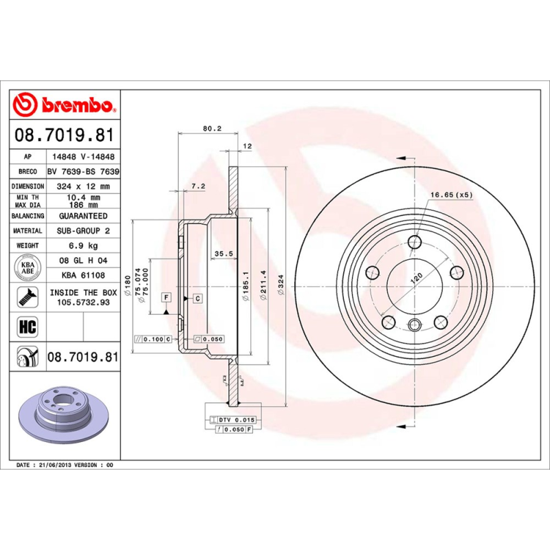 Disco freno asse posteriore - BREMBO