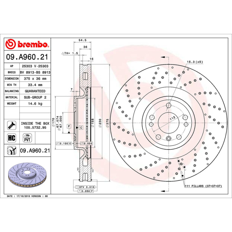 Disco freno asse anteriore - BREMBO
