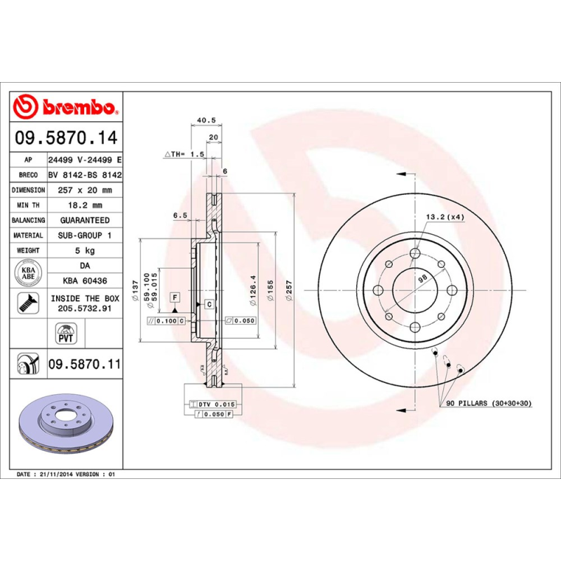 Disco freno asse anteriore - BREMBO