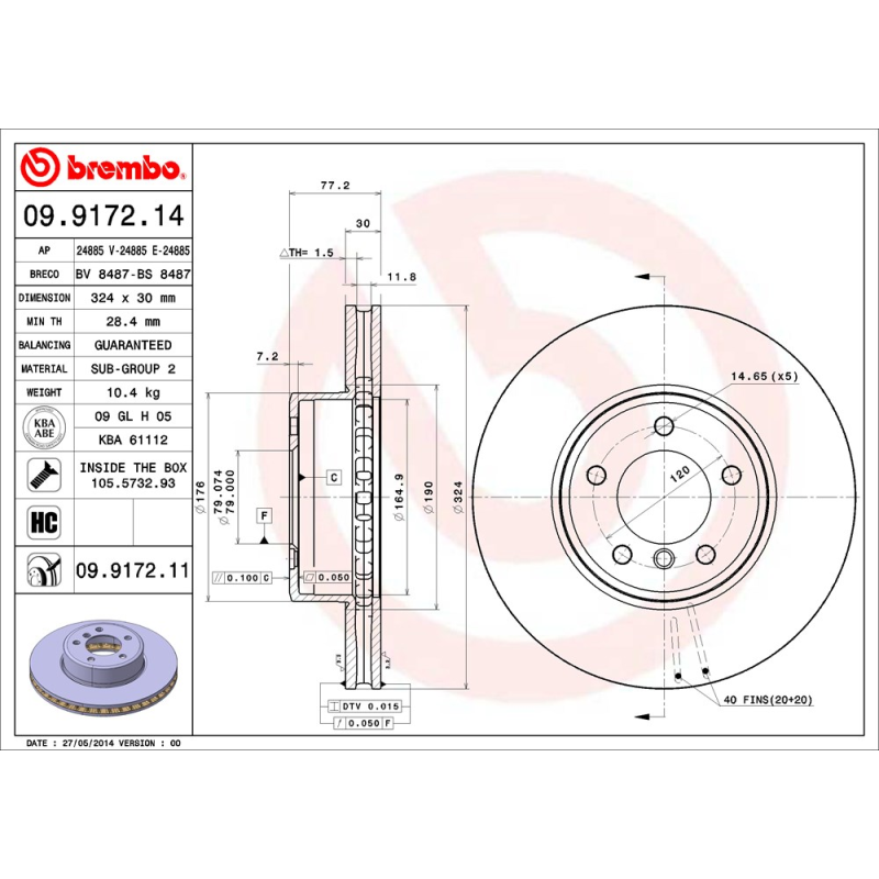 Disco freno asse anteriore - BREMBO