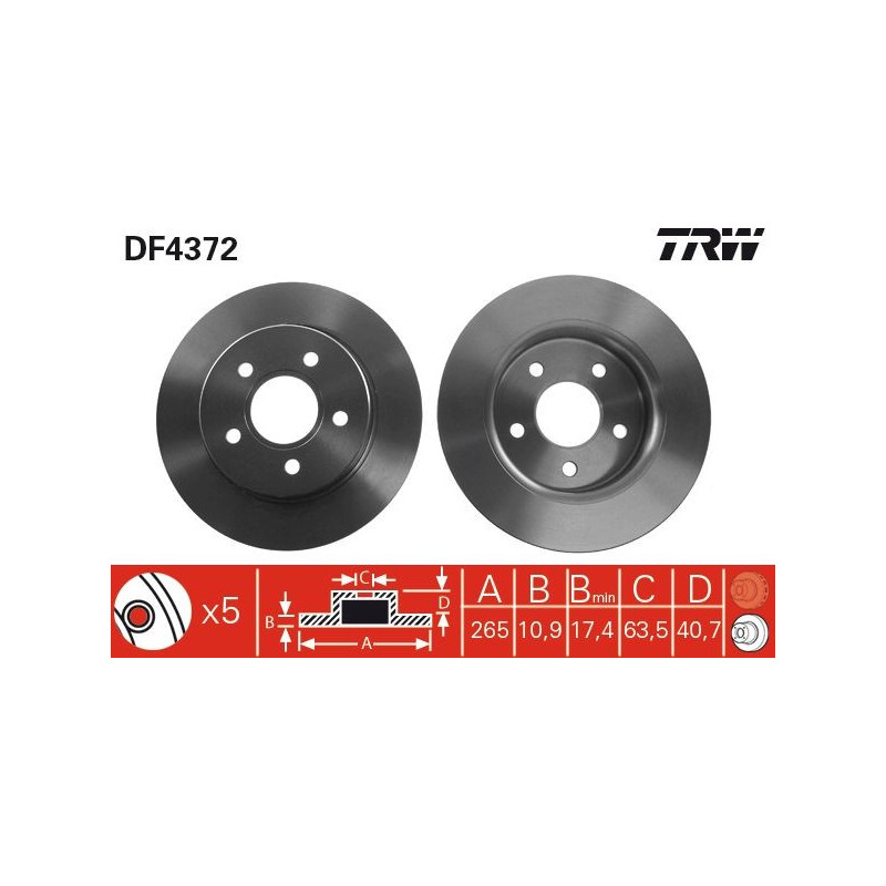 Disco freno asse posteriore - TRW