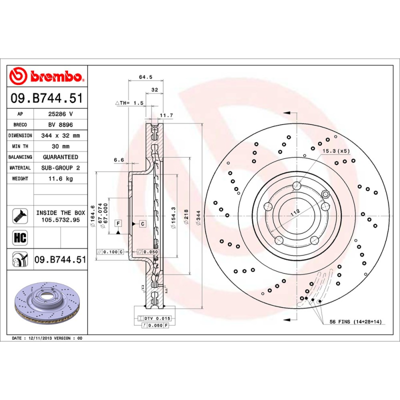 Disco freno asse anteriore - BREMBO