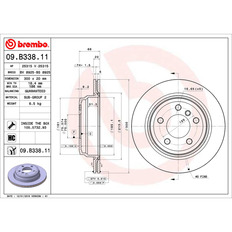 Disco freno asse posteriore - BREMBO