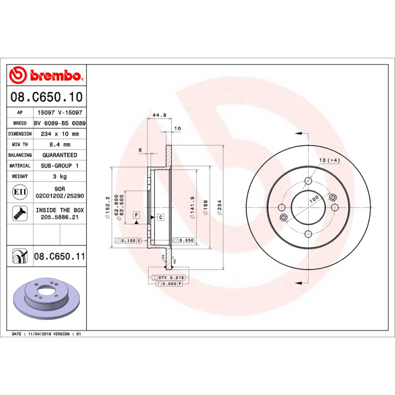 Disco freno asse posteriore - BREMBO
