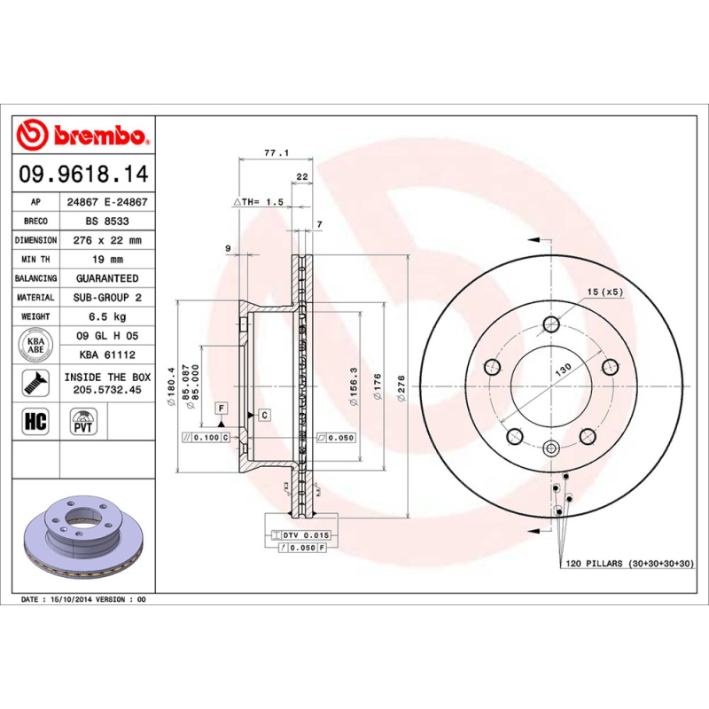 Disco freno asse anteriore - BREMBO