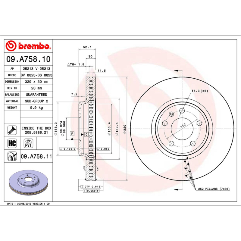 Disco freno asse anteriore - BREMBO