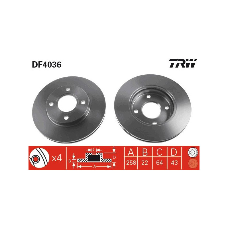 Disco freno asse anteriore - TRW