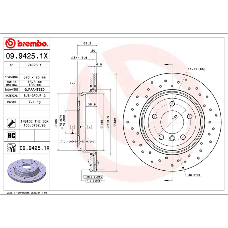 Disco freno asse posteriore - BREMBO