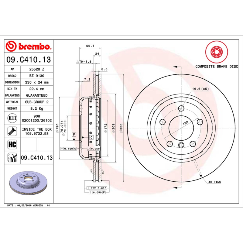 Disco freno asse anteriore - BREMBO