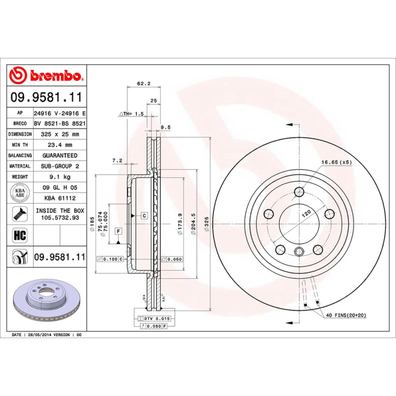 Disco freno asse anteriore - BREMBO
