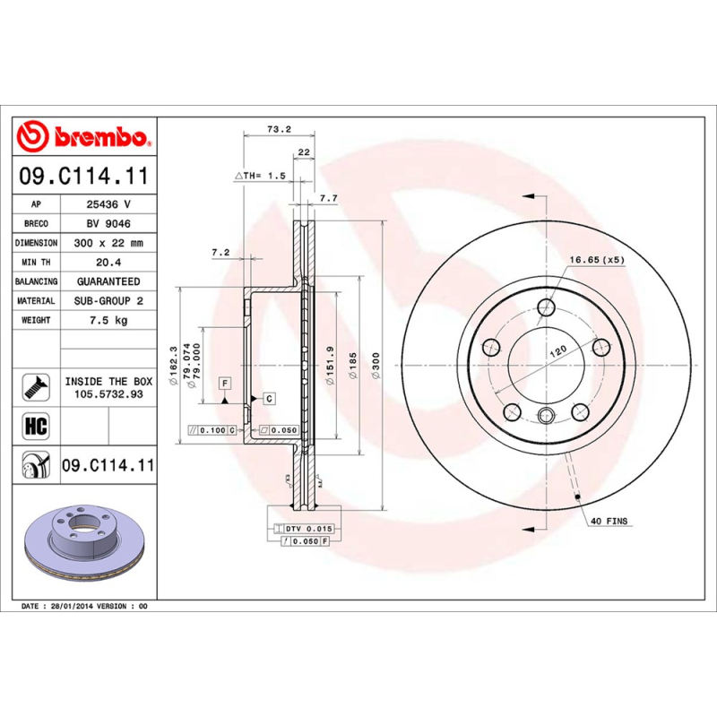 Disco freno asse anteriore - BREMBO