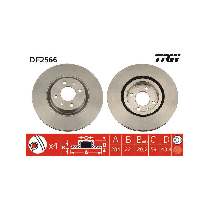 Disco freno asse anteriore - TRW