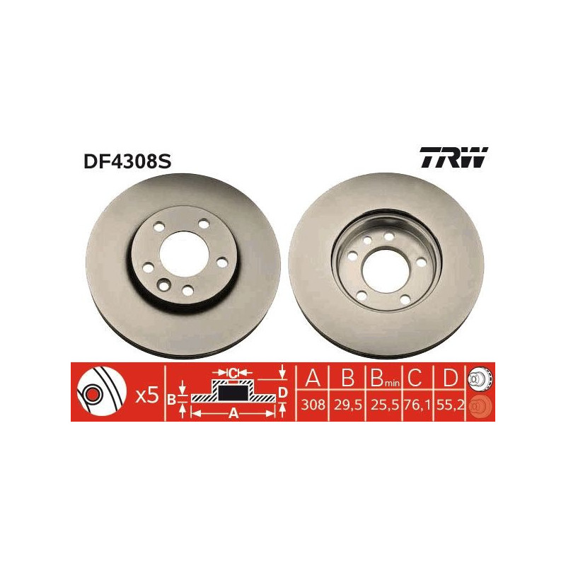 Disco freno asse anteriore - TRW