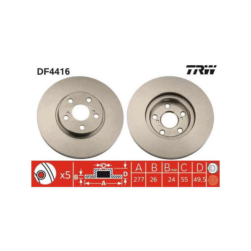 Disco freno asse anteriore - TRW