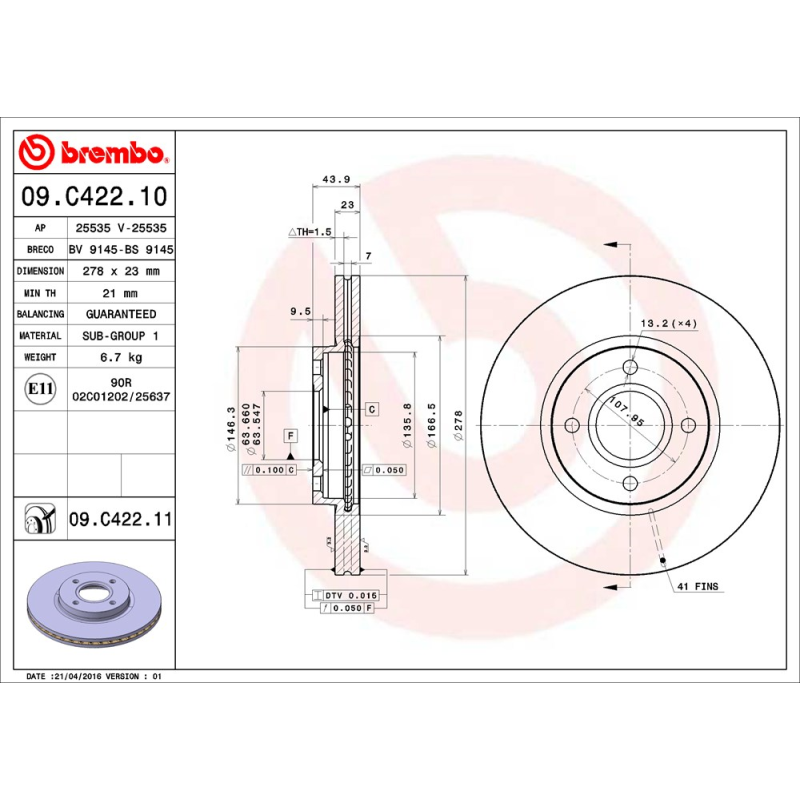 Disco freno asse anteriore - BREMBO