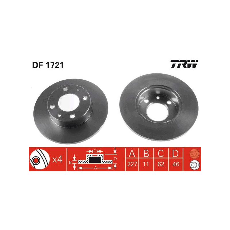 Disco freno asse anteriore - TRW