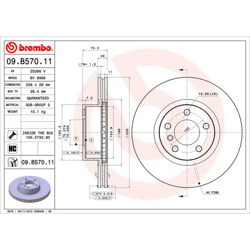 Disco freno asse anteriore - BREMBO