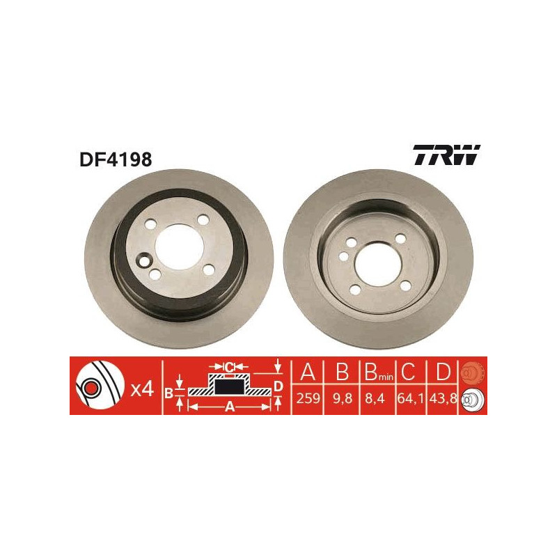 Disco freno asse posteriore - TRW