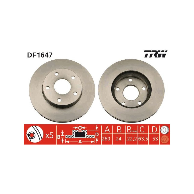 Disco freno asse anteriore - TRW