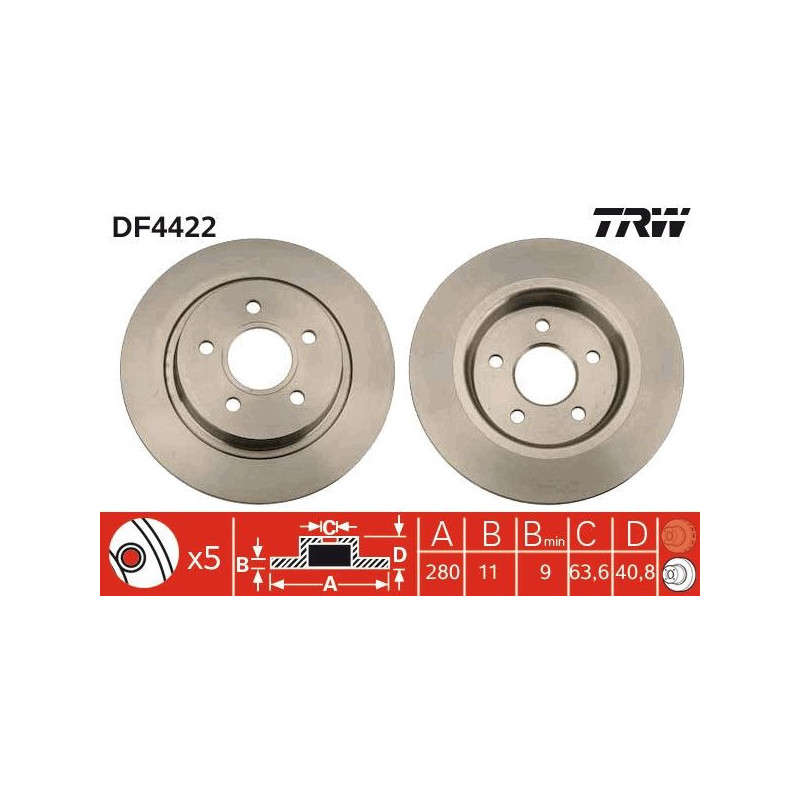 Disco freno asse posteriore - TRW