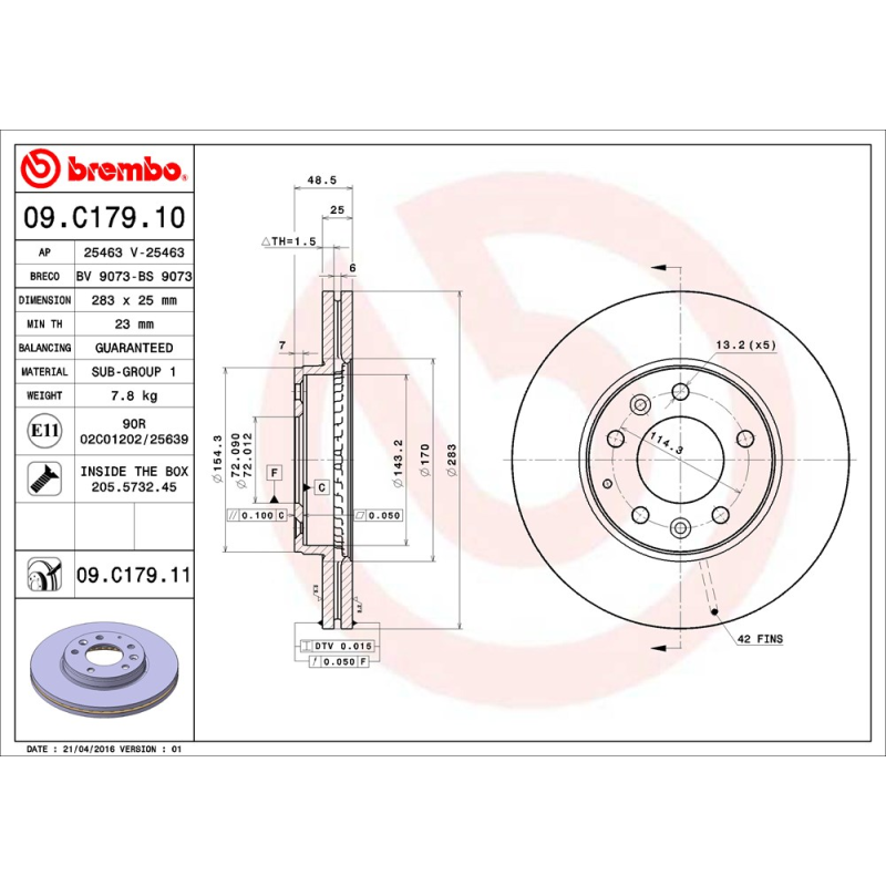 Disco freno asse anteriore - BREMBO