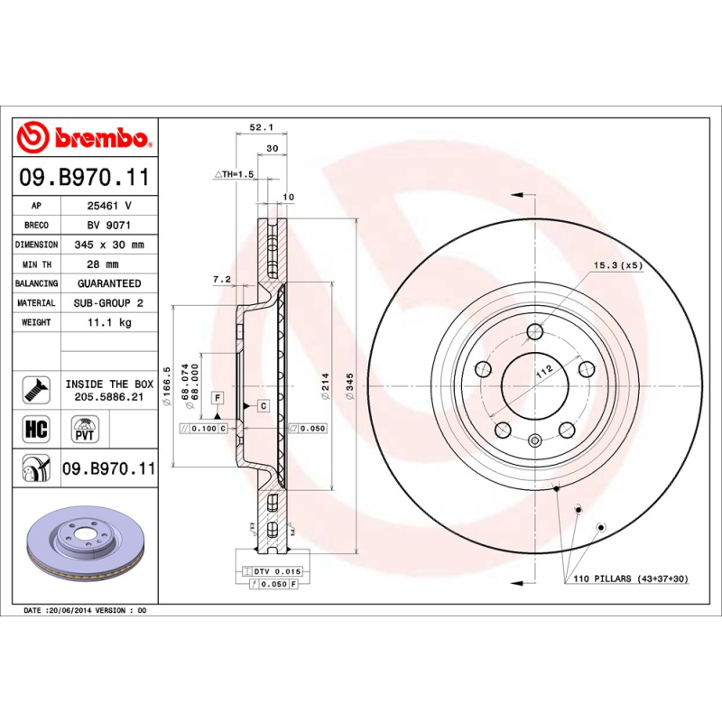 Disco freno asse anteriore - BREMBO