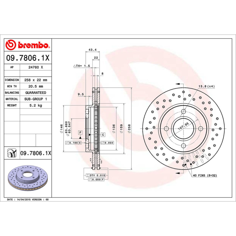 Disco freno asse anteriore - BREMBO