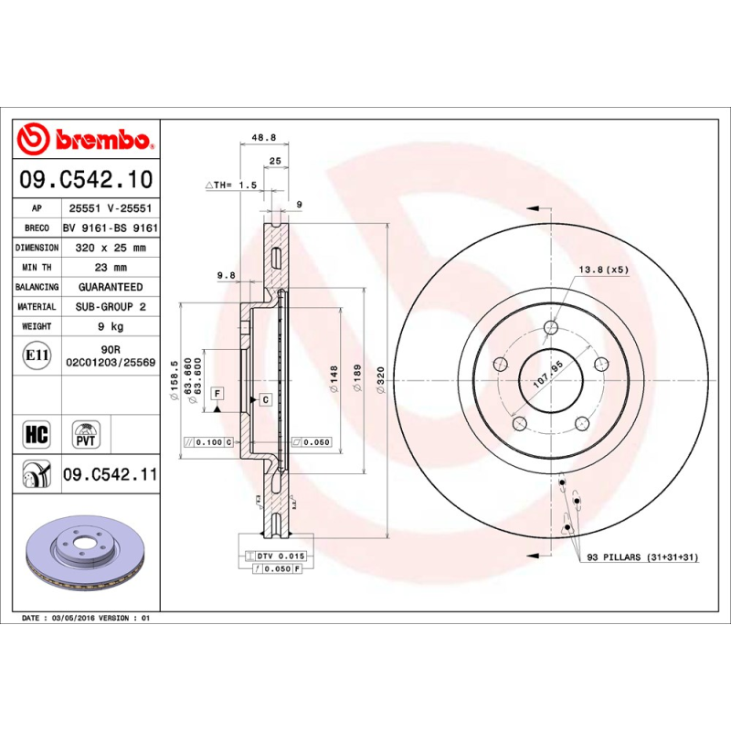 Disco freno asse anteriore - BREMBO