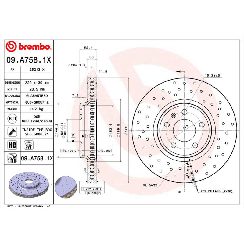 Disco freno asse anteriore - BREMBO